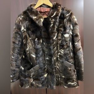 WOMEN’S STYLISH REAL MINK COAT WITH LEATHER POCKETS, BELT INSERTS